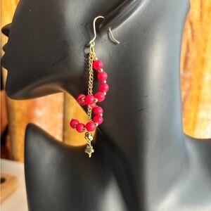Elegant Red Beaded Earrings